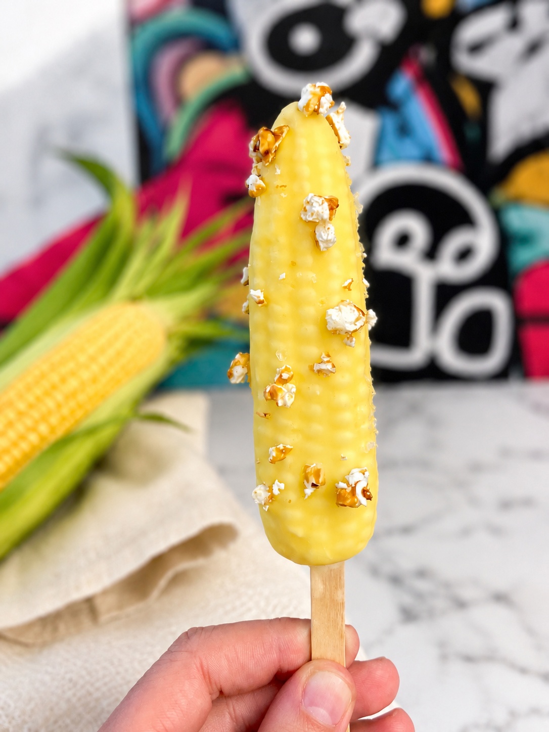 A Buttered Corn Ice Cream Pop from Sweet Graffiti, NYC's Koreatown dessert shop on West 32nd Street